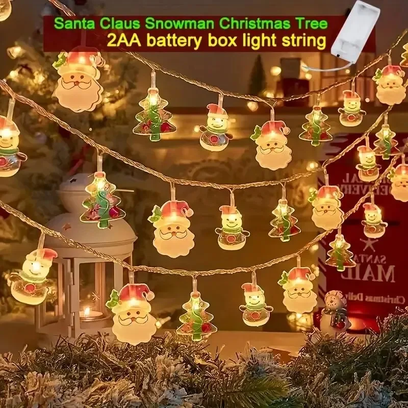 LED Christmas Decor Lights String Classic Santa Snowman Design Battery Operated Room Tree Window Holiday Decoration Ornament
