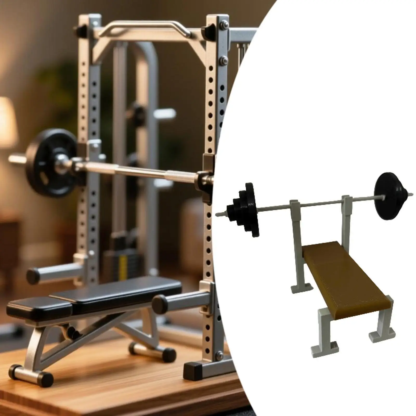 

Barbell Rack Flat Bench Model Weightlifting Model 1:12Scale for Photo Props