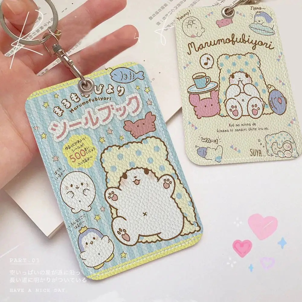 Cartoon M-Marumofubiyori Keychain Card Holders Keyring Bank Bus ID Credit Cards Key Ring Chains