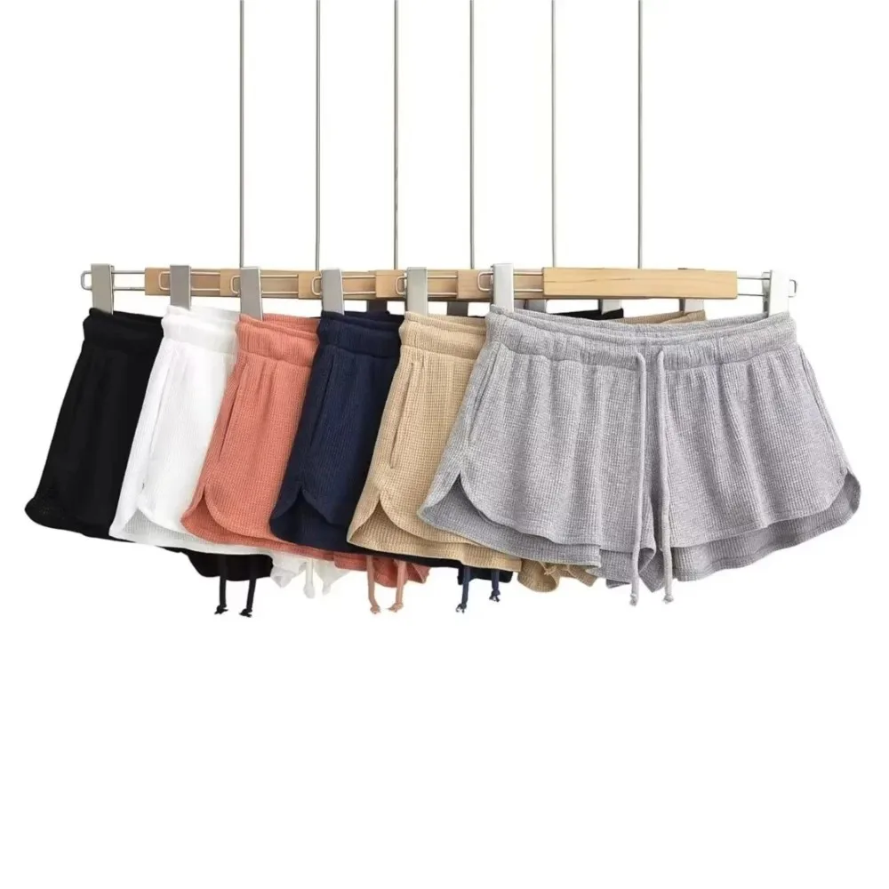 2026 Women's Clothe Three-quarter Pants Shorts For Lady Simple Style All-match Homewear Solid Color Drawstring Loose Home Casual