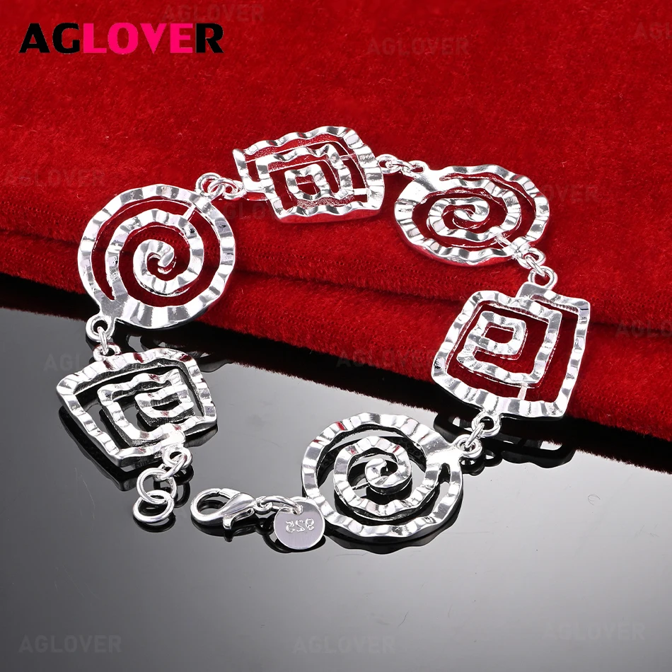 

AGLOVER браслет из стерлингового серебра 925 пробы с волнистой нитью, очаровательные модные свадебные украшения