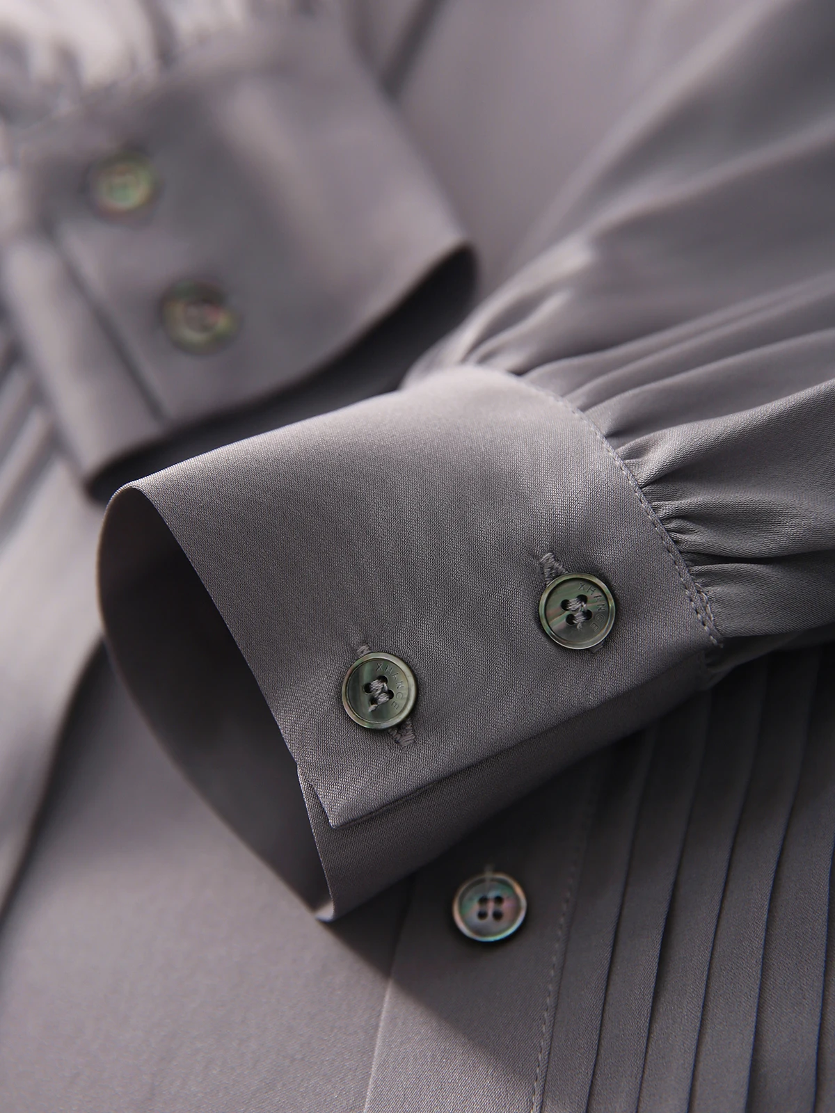 

Романтический шелковый однотонный осенний сезон Heavy Crt плиссированный шелковый женский премиум-класса Faion Commute Sle Long Sve на пуговицах