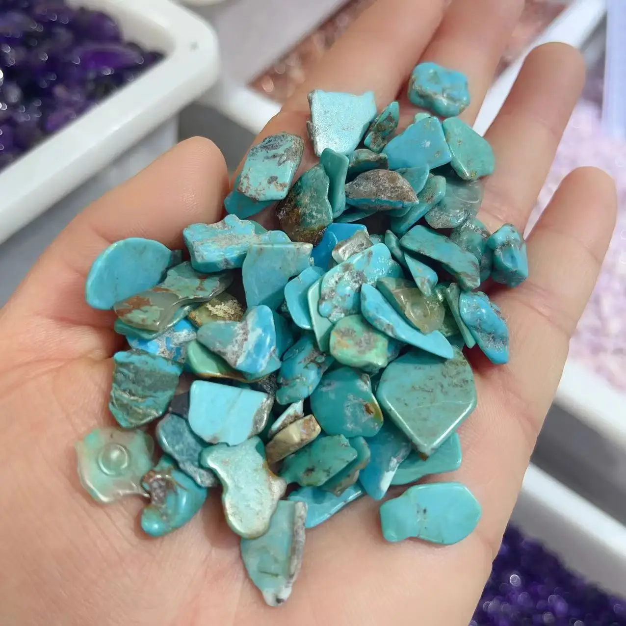 Natural Gravel Turquoises Raw Stone Mineral Specimen Irregular Stone for Aquarium Home Decoration DIY