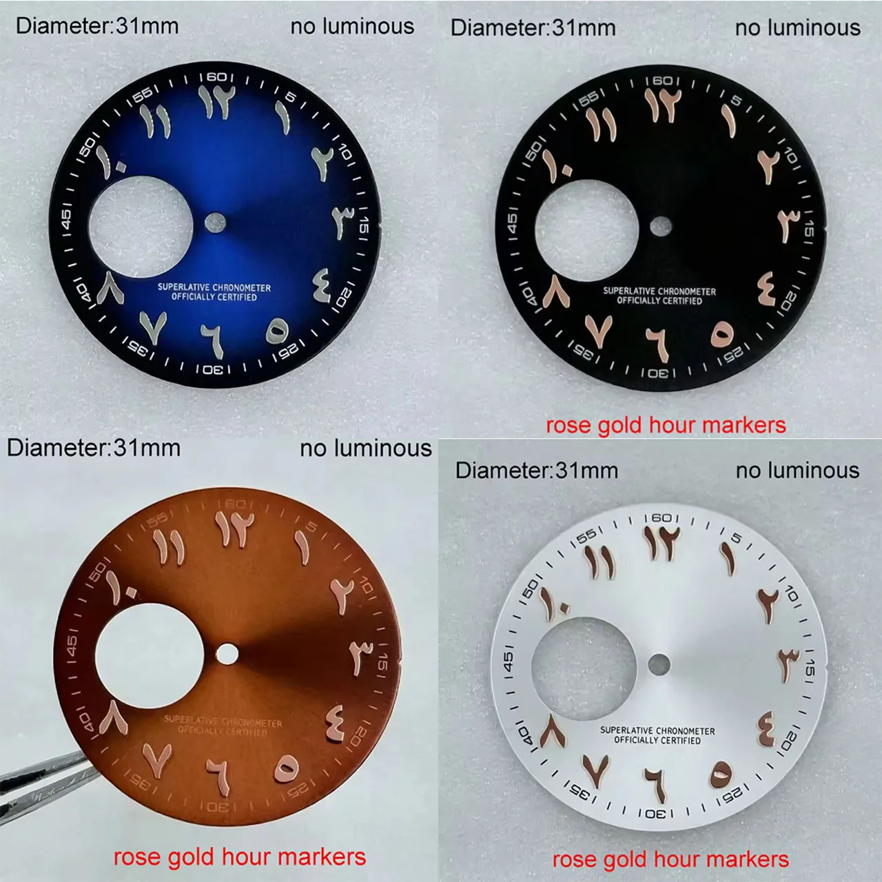 31mm NH38 S Logo Dial Blue Gold Open Heart S Dial NH38 Movement Skeleton Arabic Numerals Dial Nh38 Date_Just Modification Parts