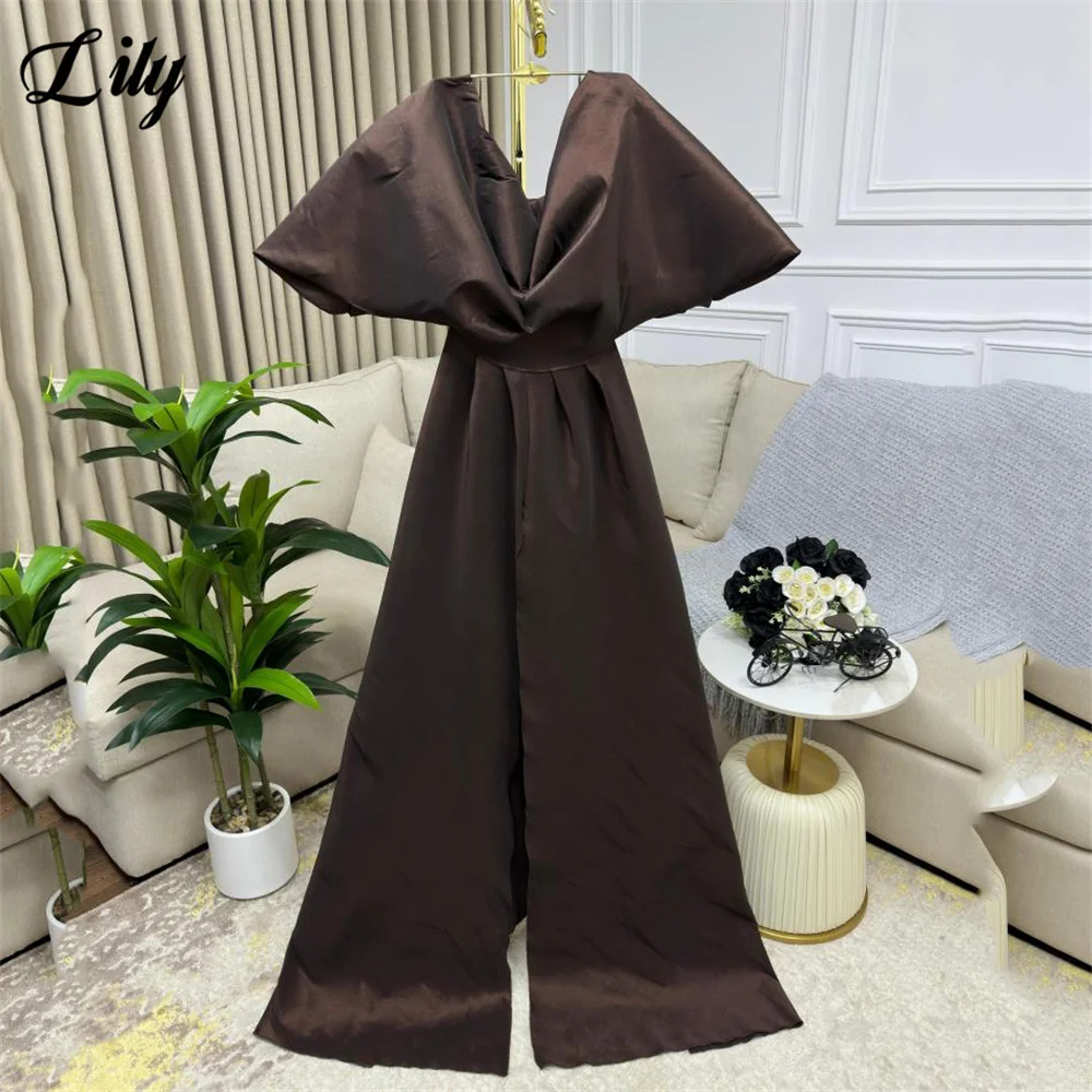 Vestido de fiesta de sirena Lily Brown, vestido de celebridad sin tirantes, corpiño con cuentas, vestidos de Gala, mangas dramáticas, vestido de noche personalizado