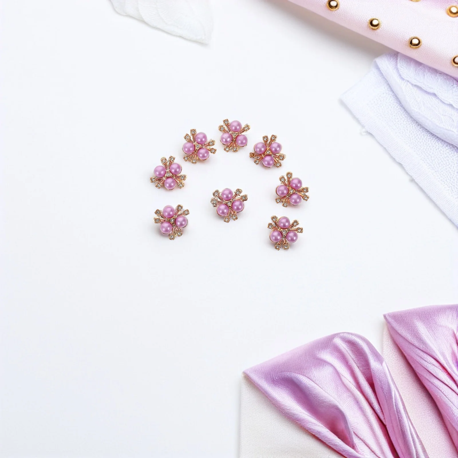 

50 Pcs Jewelry Pearl Flower Rhinestone Accessories Charms for Making Bulk Bride