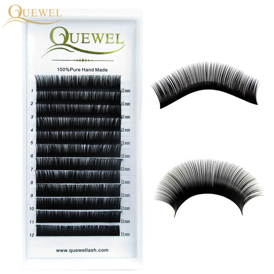 Quewel 0.07mm Eyelash Extension 12Lines/Tray 8-15 Mixed C/CC/D Curl Silk Volume Eye Lashes Makeup Faux Mink Lashes Extension