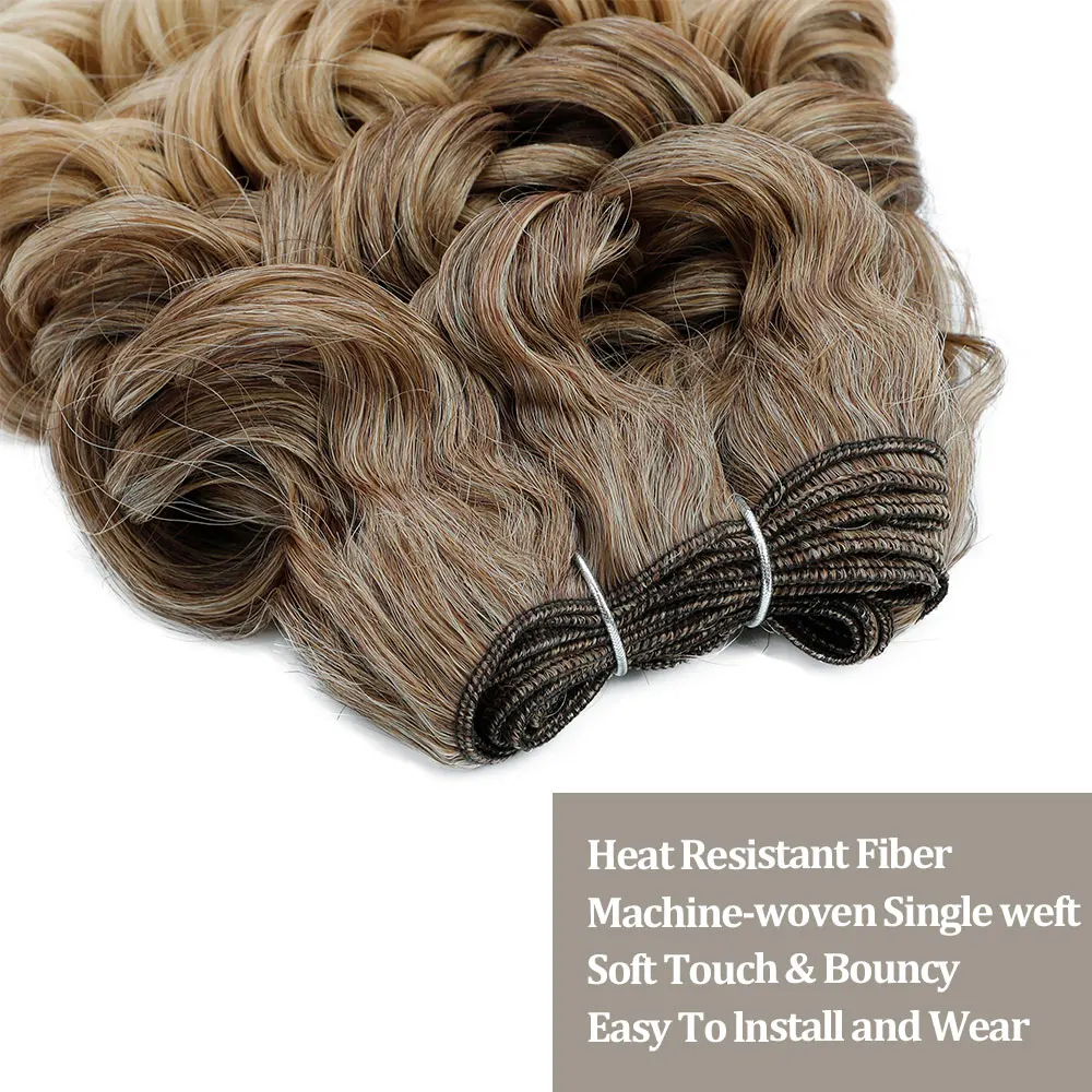 Gladys 30,5 cm lose gewellte Haarbündel, hitzebeständige Faser, 120 g/Stück, Ombre-Braun, Klavierblond, synthetisches lockiges Haar, Schussverlängerungen