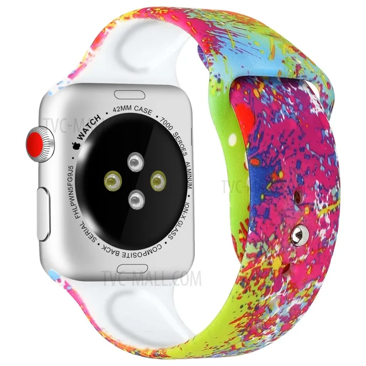 

For Apple Watch Series 10 42mm / 9 8 7 41mm / SE (2023) SE (2022) SE 6 5 4 40mm / 3 2 1 38mm Pattern Printing Wrist Band Silicon