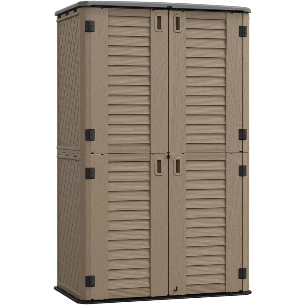 

Sheds & Outdoor Storage, 66 cu.ft Vertical Outdoor Storage Cabinet, Resin Storage Sheds Outdoor with Floor for Garden Tools,Pat