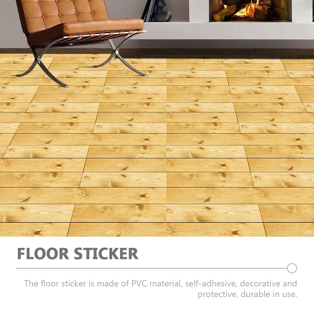 

5 Pcs Wood Grain Floor Stickers Tiles Bathroom Peel and Planks Peel-and-stick