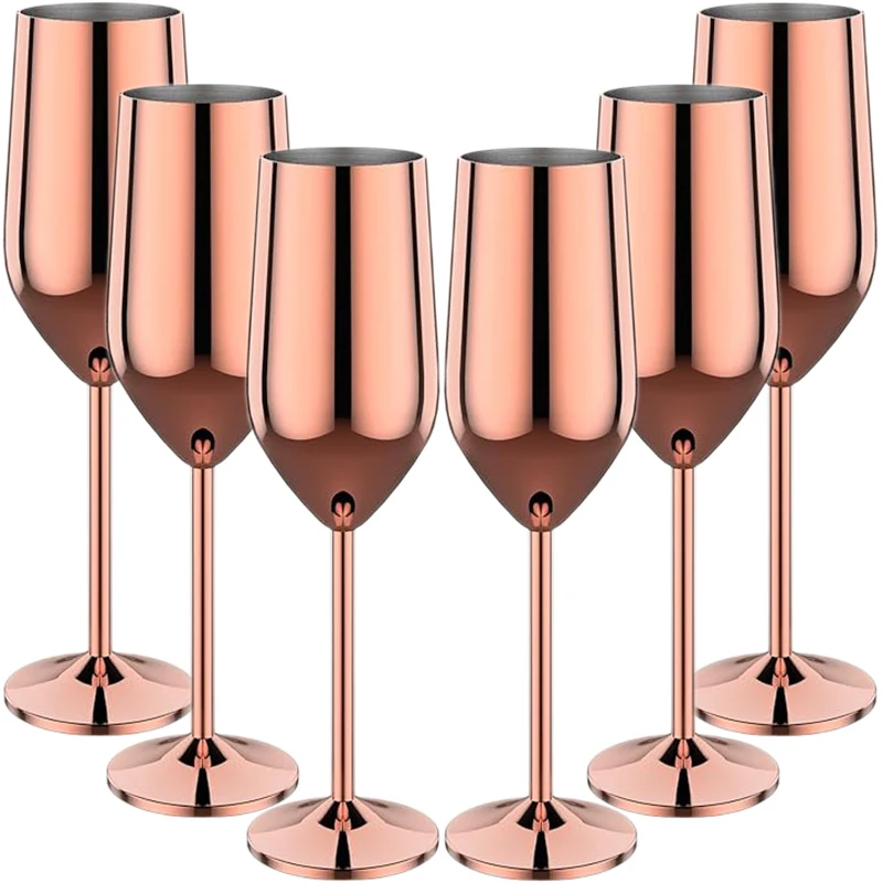 

6Pcs New Stainless steel wine glasses unbreakable metal cocktail glasses 250ml for drinking cocktails and wine in the at bar Cup