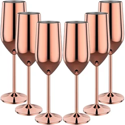 6Pcs Stainless Steel Unbreakable Metal Wine Glasses 220ml/250ml Cocktail Cups for Bar Drinking Glasses