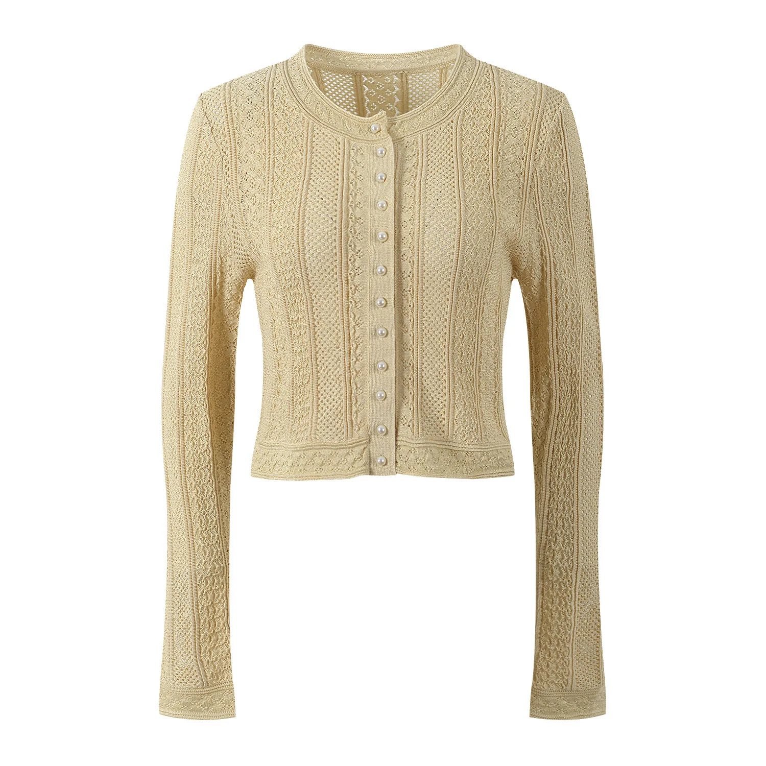 CHUJIE 2025 Ensemble de style français printemps/été – Cardigan et jupe mi-longue en tricot de dentelle, tenue élégante en mélange de viscose et de nylon