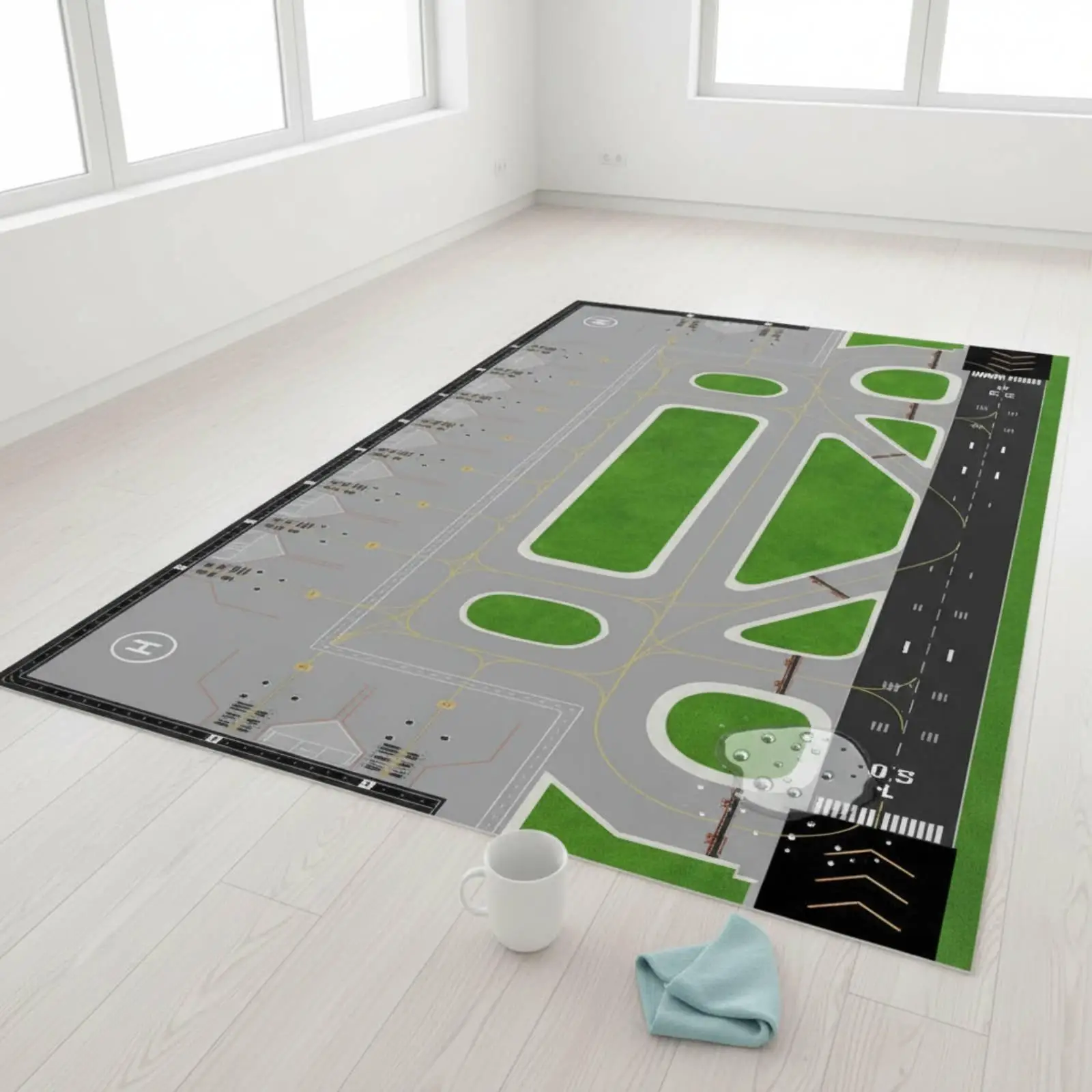 Simulation Airport Scene Detailed 1 to 400 Scale Model Mat Easy Clean Film Base for Miniature Aviation Setup