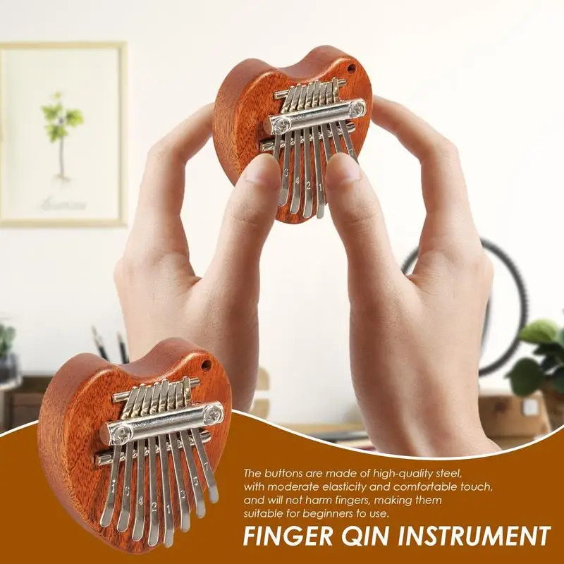 Mini Kalimba Heart Shaped Finger Thumb Piano 8 Key Marimba Musical Good Accessory Piano Gift For Beginners Music Lovers