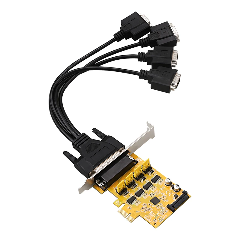 4 DB-9 Serial Rs232 Ports Pcie Controller Card PCI Express 4 Ports Serial Port with SATA power supply