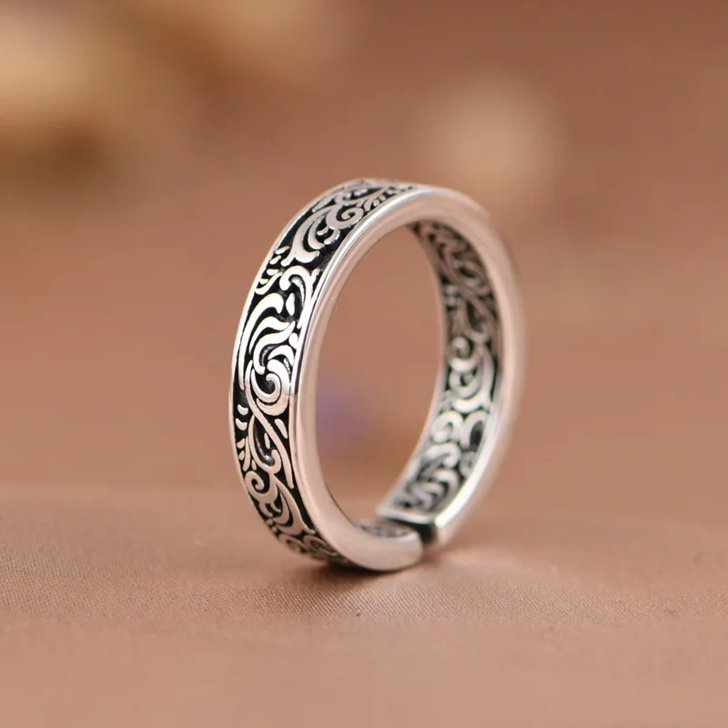 New 925 Silver Ring Vintage Pattern for Women Sterling-Silver Wedding Simple Jewelry Gifts Accessories Fashion Party Ring image 4