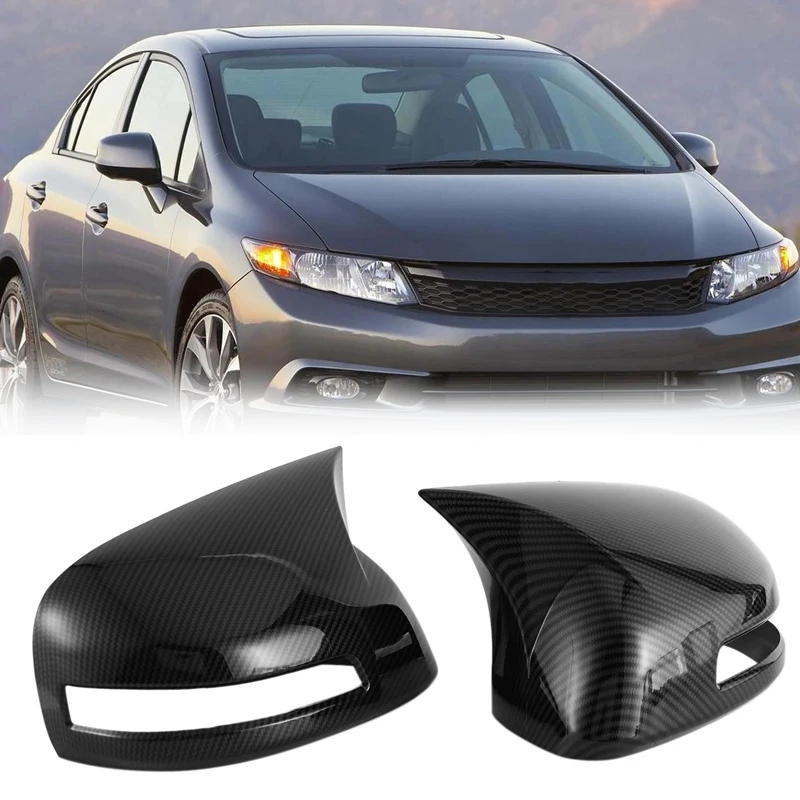 

Car Carbon Fiber Ox Horn Rearview Side Glass Mirror Cover Trim Frame Side Mirror Caps For Honda Civic 9Th 2012-2015