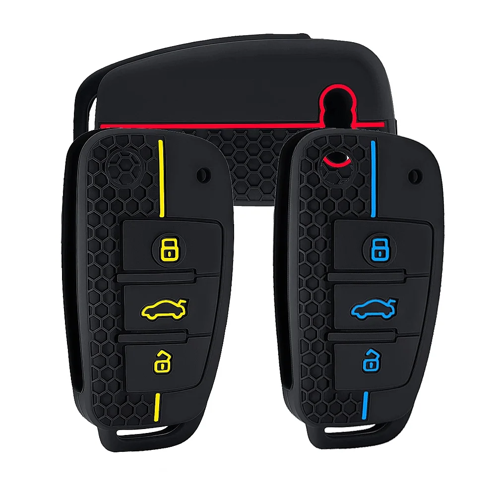 New Silicone for Audi A4 B7 A6 C6 4f 8v A3 8p A1 A3 Key Case Cover Shell Remote Key Holder Jacket Accessories Fob Accessories
