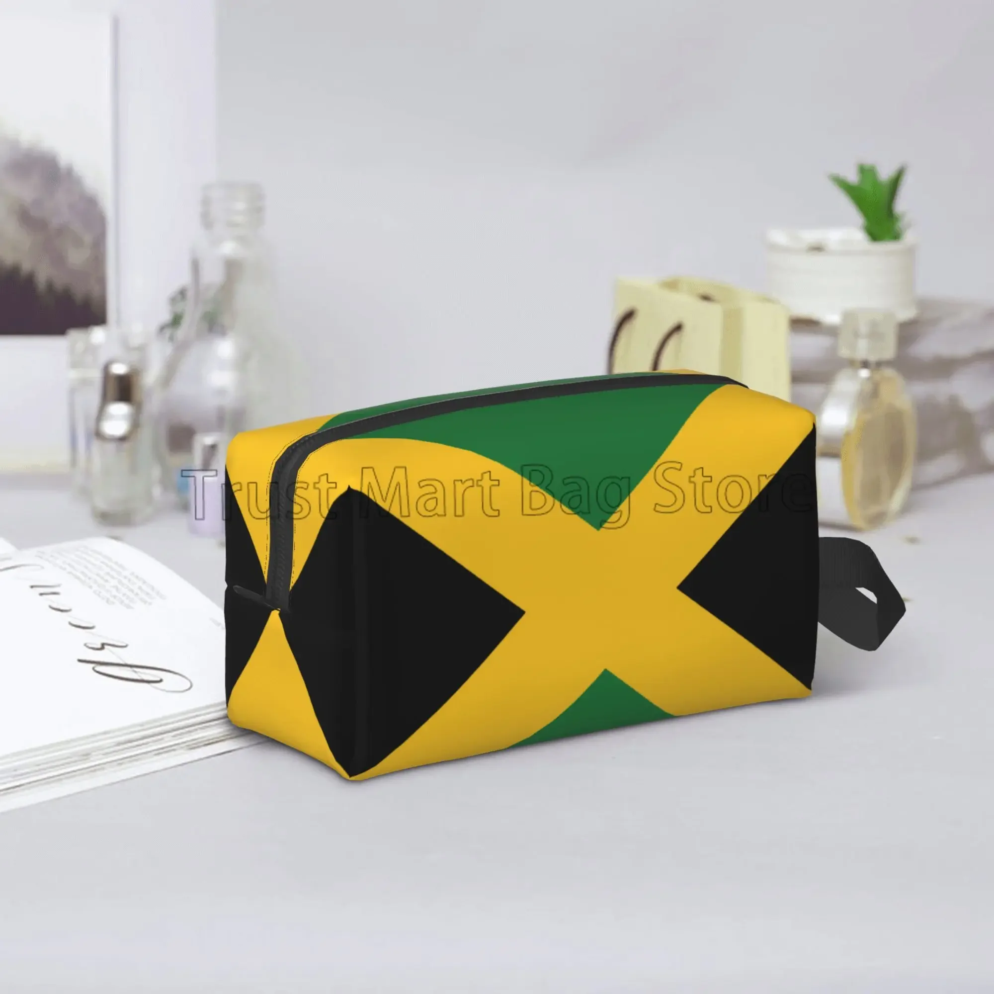 Flag of Jamaica Print Cosmetic Pouch for Women Waterproof Makeup Bags Toiletry Pouch Portable Washing Bag Travel Accessories