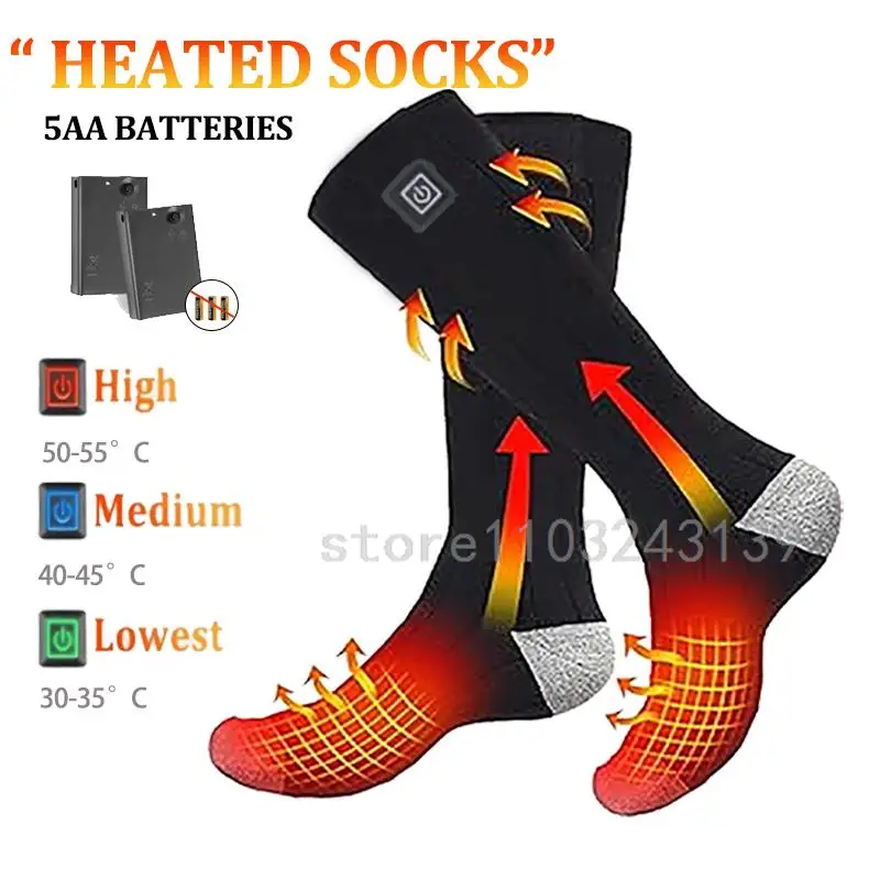 Winter Heated Socks Rechargeable Heating Socks With Battery Case Heated Socks Warmth Outdoor Heated Boots Snowmobile Winter Ski