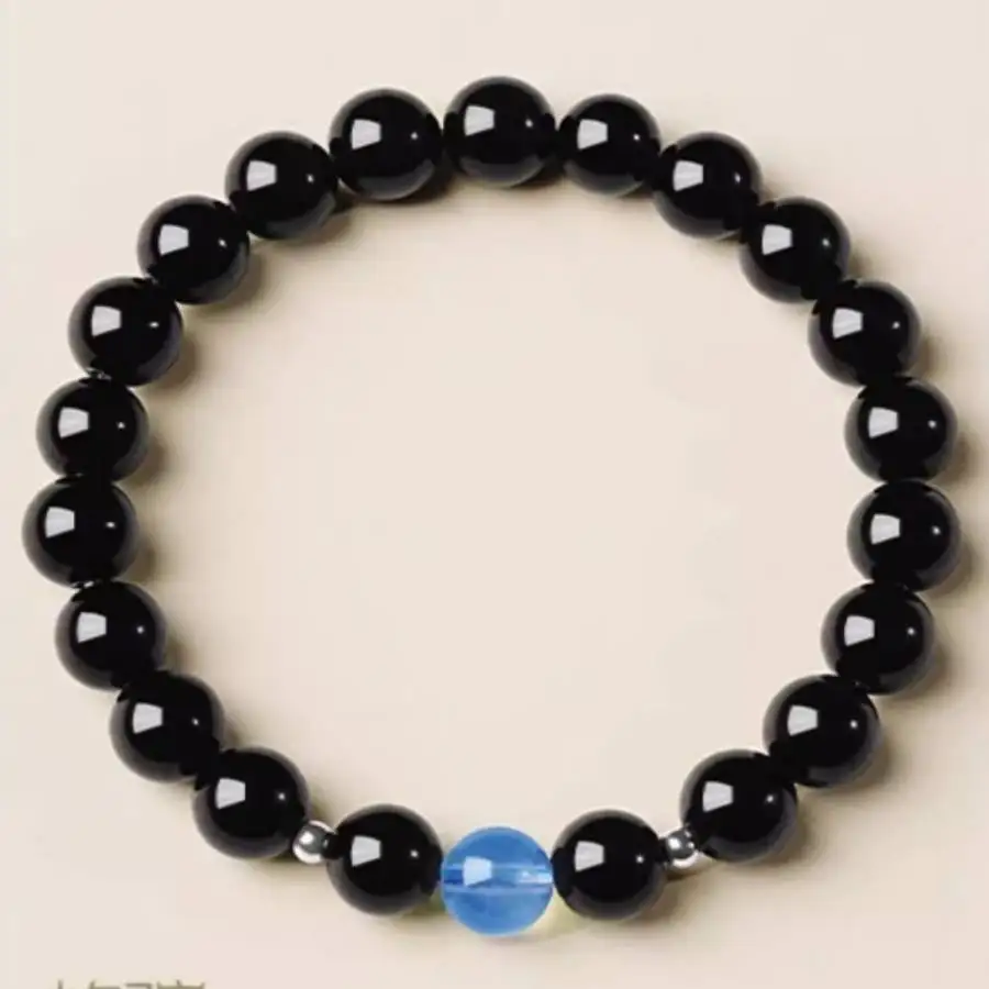 

Браслет из бисера из обсидиана ручной работы, мужской браслет-манжета на пуговицах, четки Рамадана, женская медитация, праздничный подарок, повседневная одежда