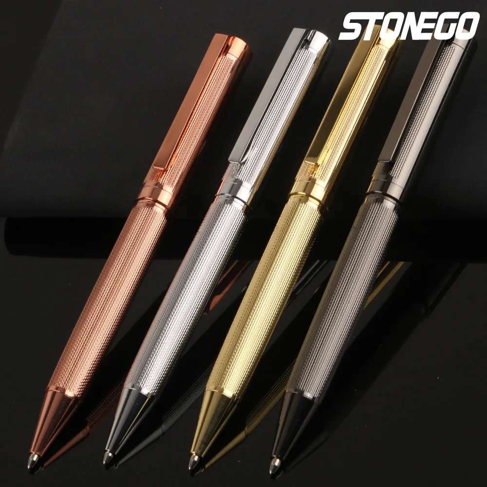 STONEGO Metal Ballpoint Pen, Retractable Signature Pen Crest Style Metal Housing Black Ink Medium Point 1.0mm