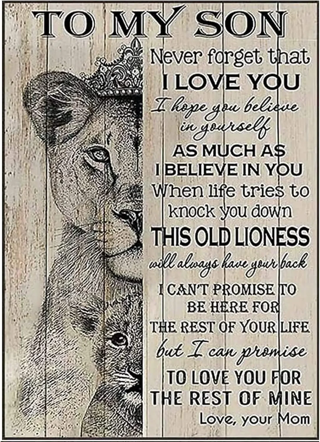 Metal Tin Signs Metal Sign Lion to My Son Love Your Mom Sign, Print Wall Art, Sign About Family, Sign Print, Mom Love Son Sig