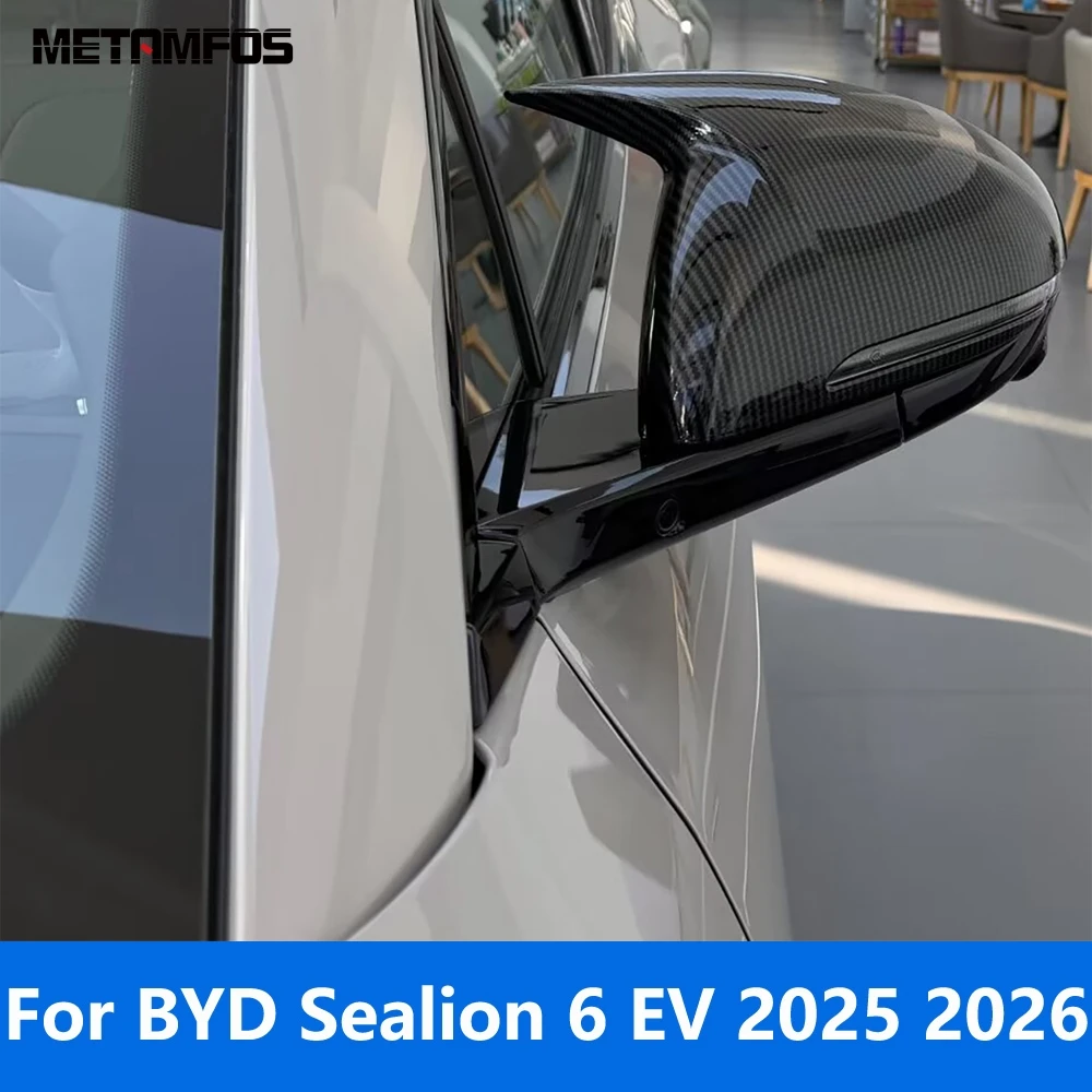 Rear View Mirror Cover Trim For BYD Sealion 6 EV 2025 2026 Carbon Fiber Side Door Mirror Protector Accessories Car Styling