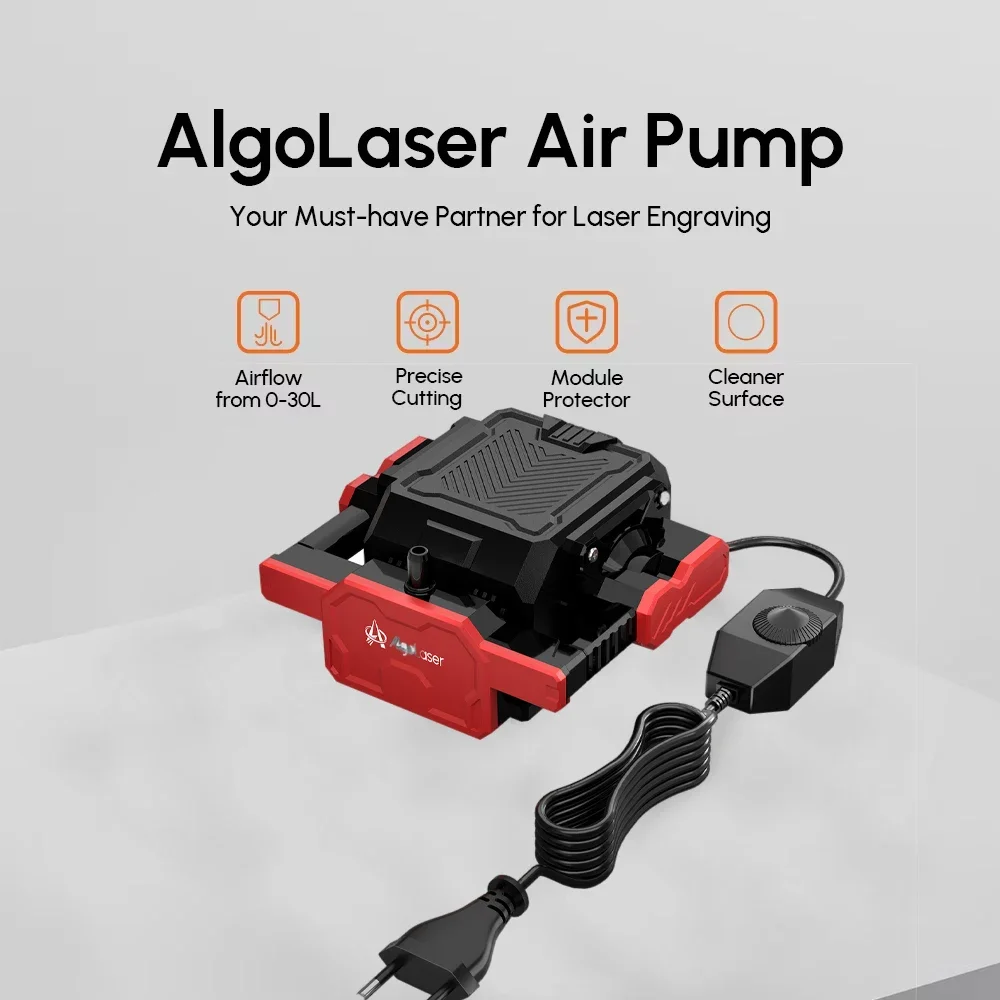 AlgoLaser 30L/min Air Assist Pump Kit for Laser Engraver Adjustable Low Noise Air Pump Reduces Smoke and Dust Protect Lens for Clean Cutting Wood Plywood MDF Acrylic