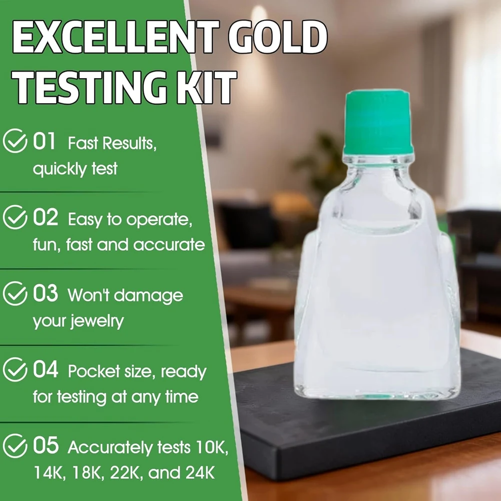 

Набор для проверки золота AAAF: тестер драгоценных металлов (10K, 14K, 18K, 22K, 24K) и серебра, с раствором 10 г, тестовым камнем, золотой набор