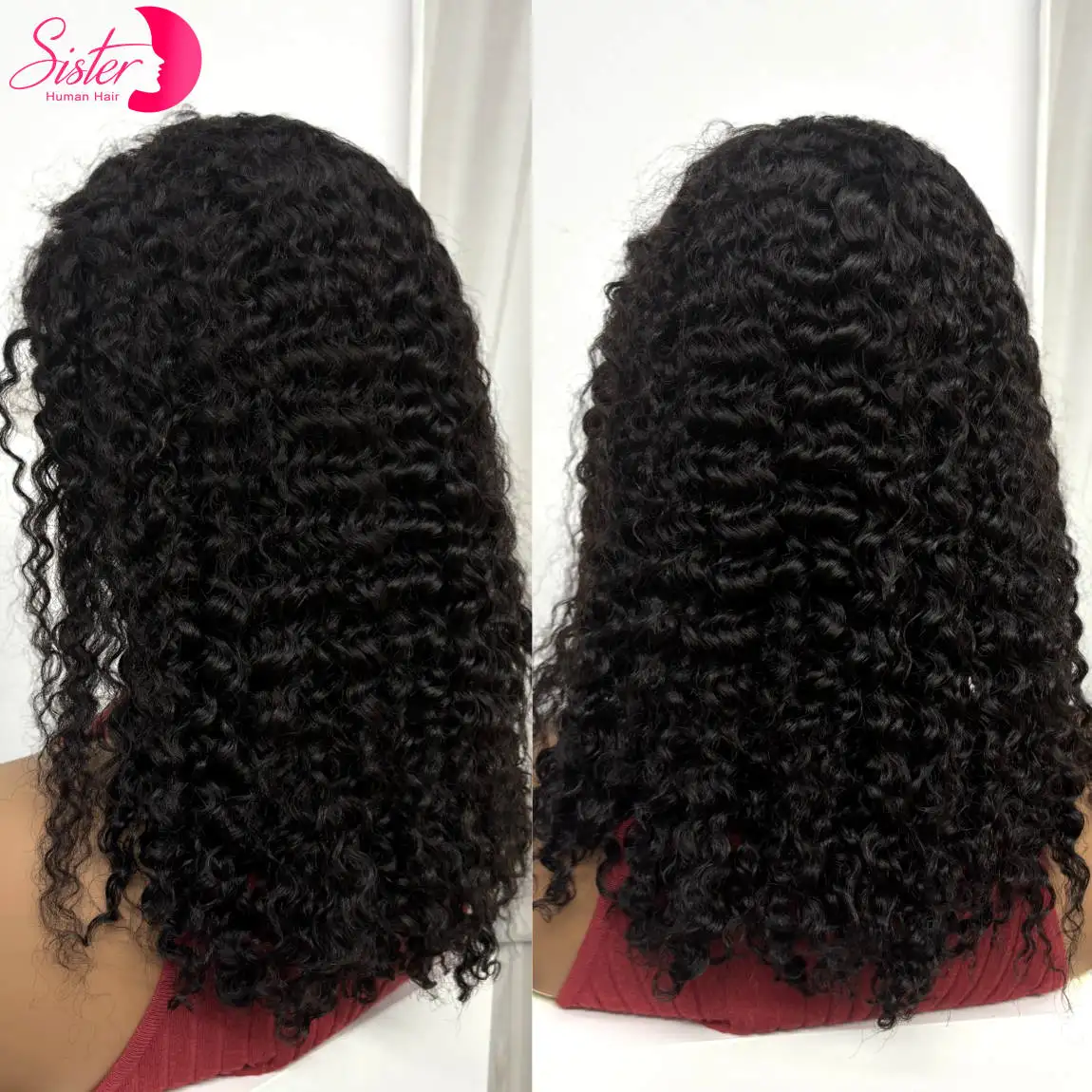 

Natural Kinky Curly Human Hair Wigs 350% Density 13x4 Lace Frontal Colored 12A Double Drawn Water Wave Hair Wigs for Women
