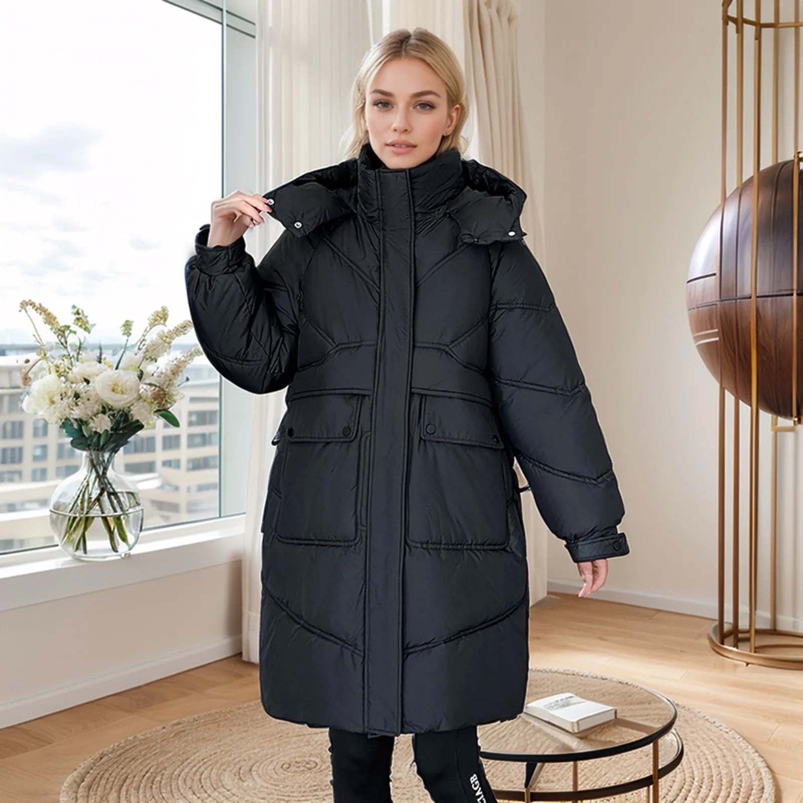 Parkas en duvet de coton à capuche pour femmes, veste d'hiver, vêtements d'extérieur chauds coréens, optique féminine, vêtements de neige froide, nouveau, 2024