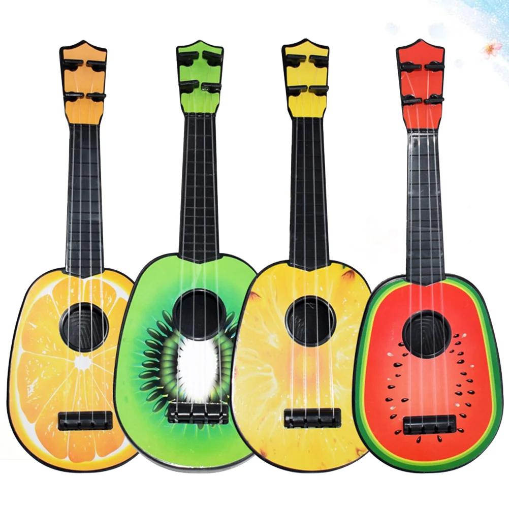 4 szt. Fortepian zabawki muzyczne gitara owocowa Mini instrumenty Ukulele może grać maluch