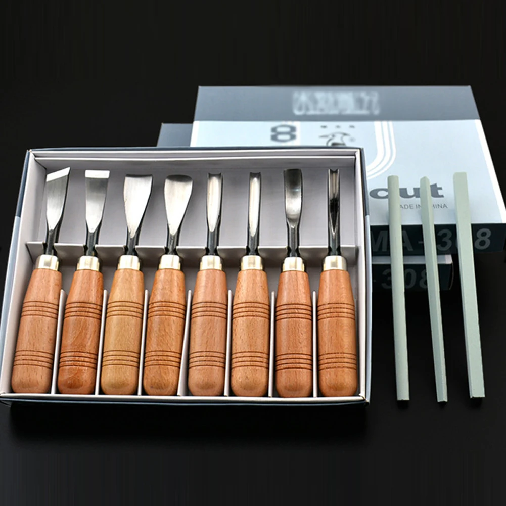 

Набор из 8 стамесок для резьбы по дереву: круглые, угловые, лезвия-полукруги, для домашнего использования