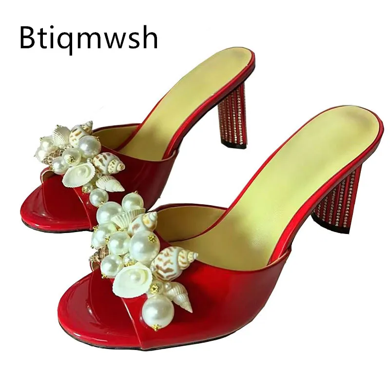 

Женские босоножки со стразами Pearl Oyster, золотистые, серебряные, странные туфли на высоком каблуке, женская пикантная обувь для вечеринок