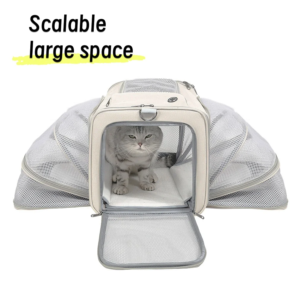 

1 pcs Expandable Pet Carrier Bag – Portable, Breathable Large Capacity, Handheld/Crossbody/Car Seat Compatible for Cats Small D