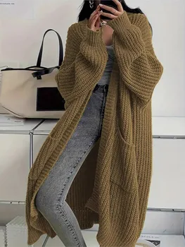 Casual Knit Cardigan Lady Fashion Solid Long Sleeve Loose Sweater Loose Tops For Women Holiday Streetwear Women's Clothing New 3