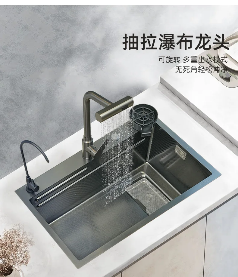 

Kitchen Sink Large Single Sink Sus304 Stainless Steel Vegetable Basin Small Rice Thickened Dishwasher Household Undercounter Sin
