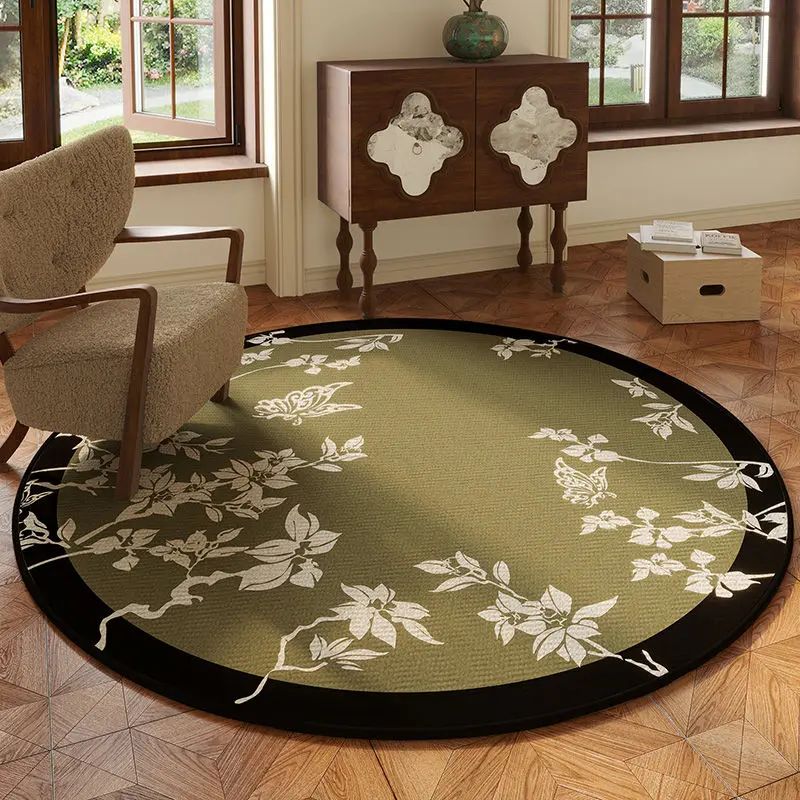 

Medieval style round living room carpet high-end home rocking chair mat study swivel chair bedroom retro dresser floor mat