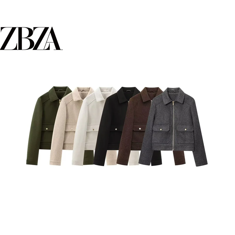 Soft Jacket Outerwear ZR Wind Commuter Style  Color Zipper Decorated Women's Loose Fit Long Sleeve Polyester Fiber Coat