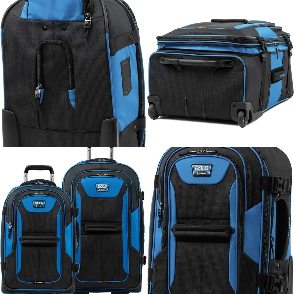 

Adult 2-Piece Expandable Rollaboard Luggage Set, Blue/Black (22 & 28)