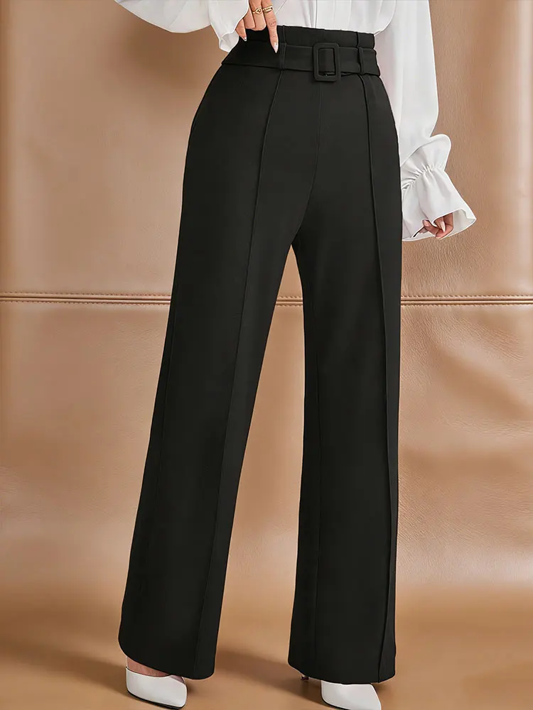 

Women's Trousers Autumn New One Perfect Pant Store Streetwear Fashion Belt Casual Slim Pants Black Sexy Elegant Female Trousers