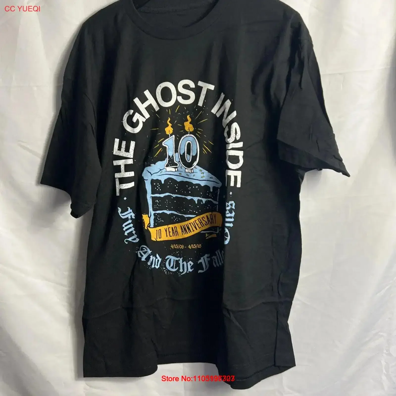 تي شيرت The Ghost Inside تي شيرت أسود مقاس XL الذكرى السنوية العاشرة لفرقة البوب بانك روك عتيقة مغسولة للجنسين ملابس خروج عصرية قابلة للتنفس