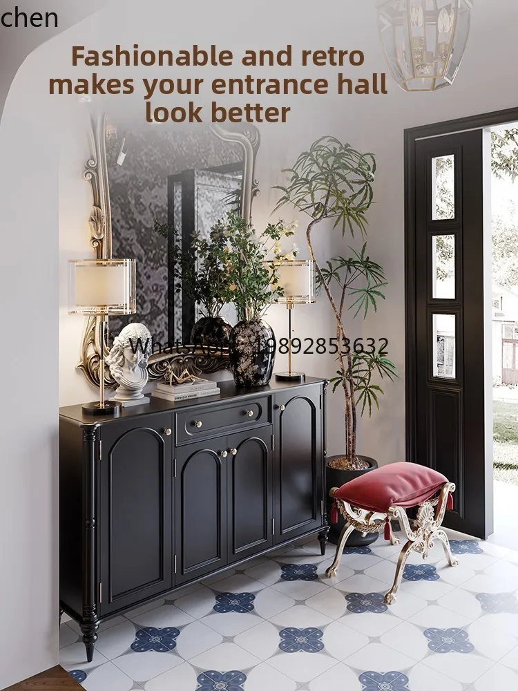 entry retro shoe cabinet pure solid wood entry against the wall entrance cabinet household door