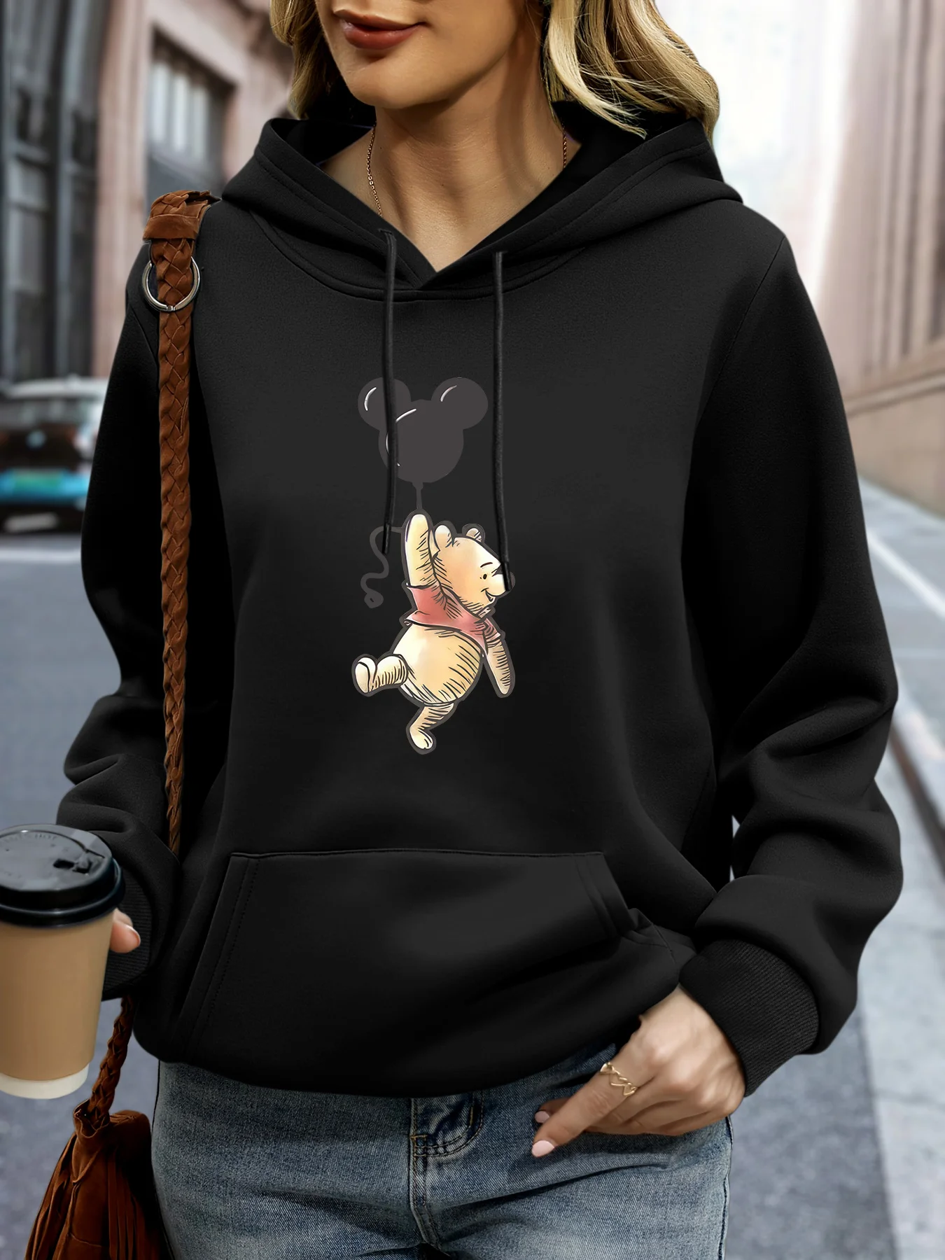 Disney Winnie The Pooh Pattern Women Hoodie Autumn Winter Casual Unisex Pullover Sweatshirt Clothing Hoody Streetwear Oversized