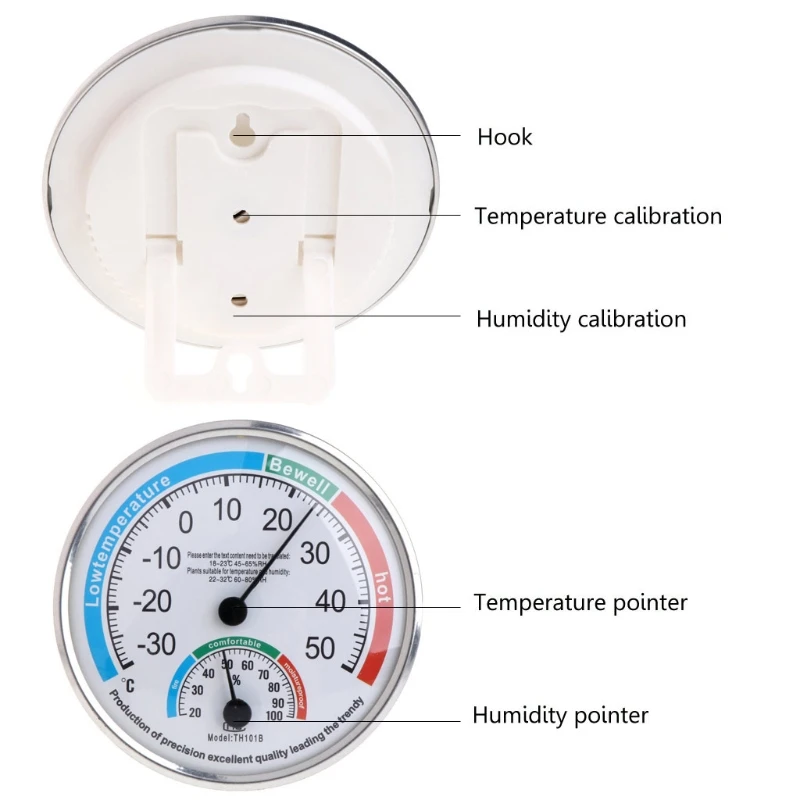 Termómetro analógico para hogar, higrómetro, Monitor temperatura y humedad, medidor 94PD