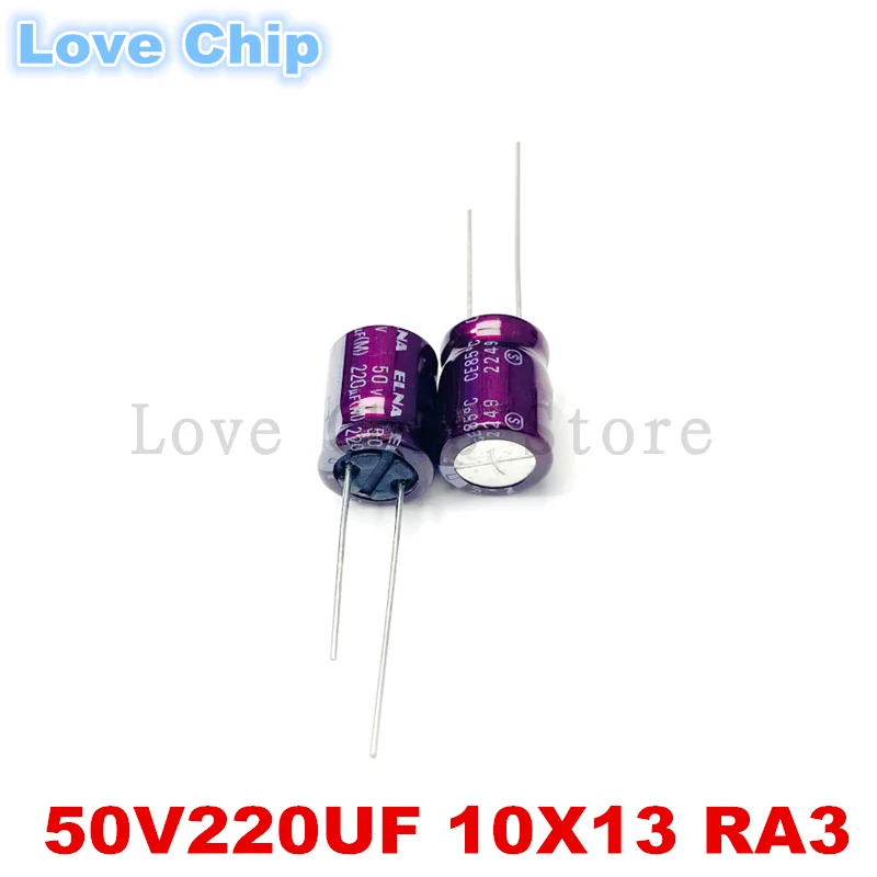 

5 шт./10 шт./20 шт./50 шт. Электролитический конденсатор серии ELNA RA3 50V220UF 10X13MM, аудиоконденсатор 220UF50V 10*13 мм, 100% новый и оригинальный
