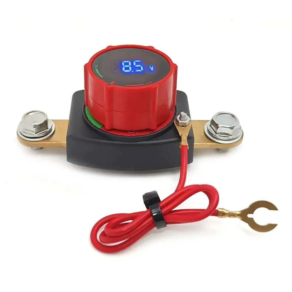 12 V Battery Disconnect Switch Brass Screw Hole Positive Negative Pole Power Switch Voltage Display Power-off Switch